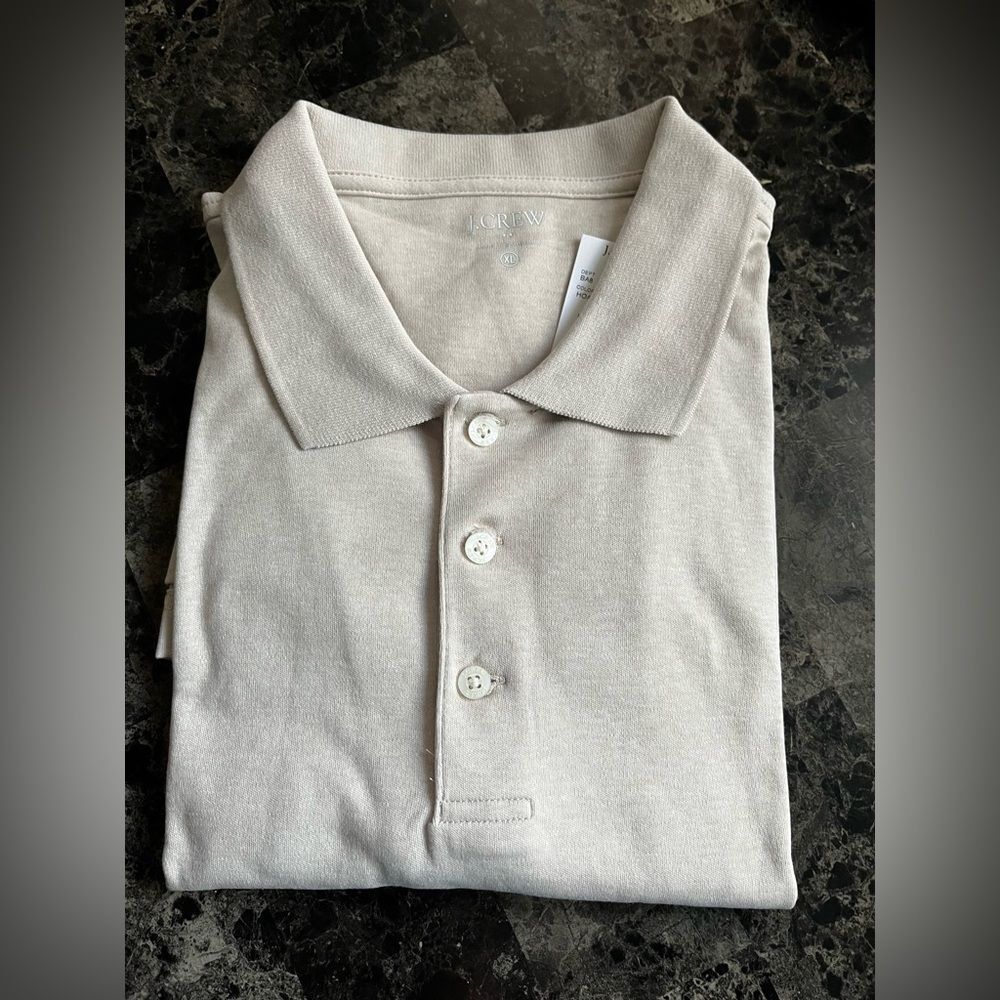 J Crew Men's Soft Touch Polo Shirt Cotton Classic Beige - Picture 3 of 8